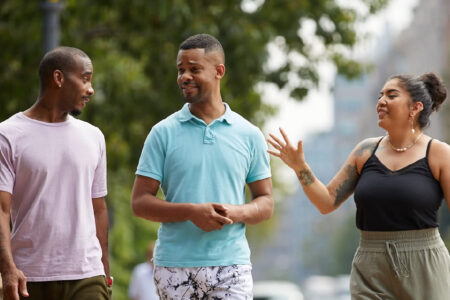 three people discussing testing services for HIV/AIDS