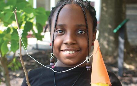 girl with rocket craft