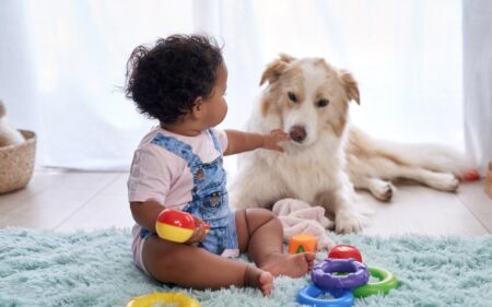 baby and dog