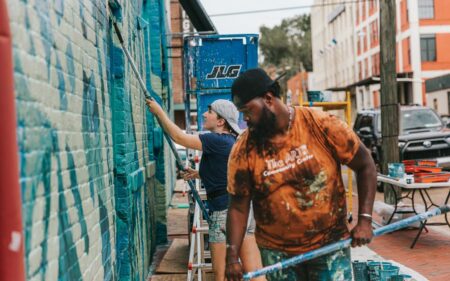 painting Mending Walls mural