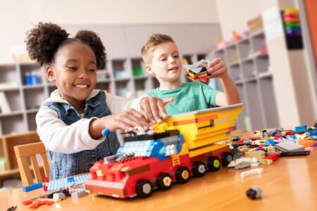 Kids playing LEGO