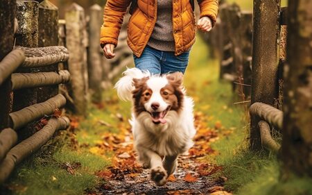 dog and owner running