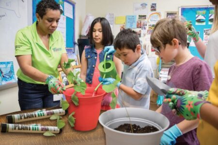 students in a classroom learning about trees Project Plant It