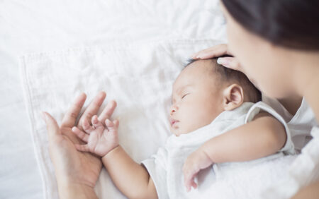 Mother and baby who is ill