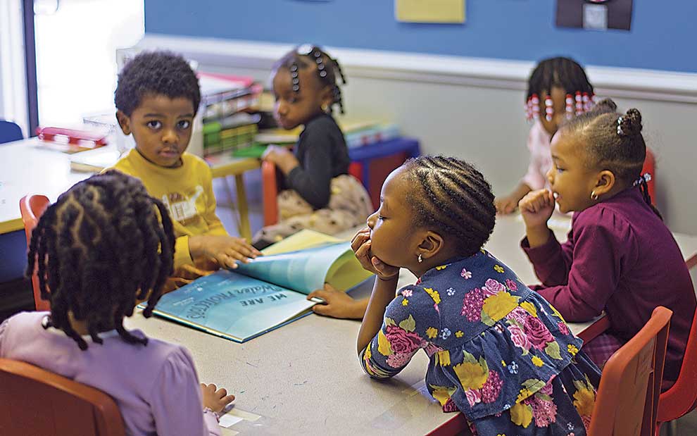 students reading