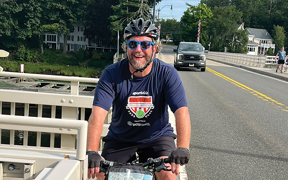 Hunter Leemon riding a bike