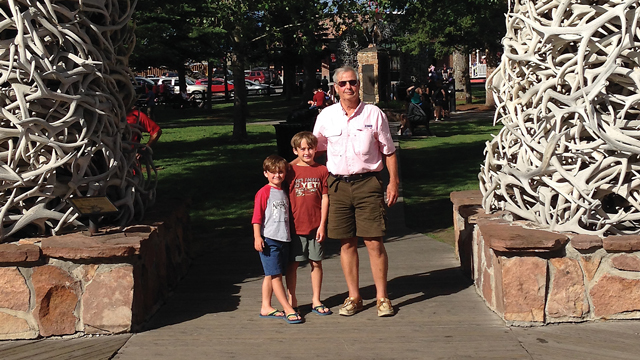 Grandfather and grandkids at a National park