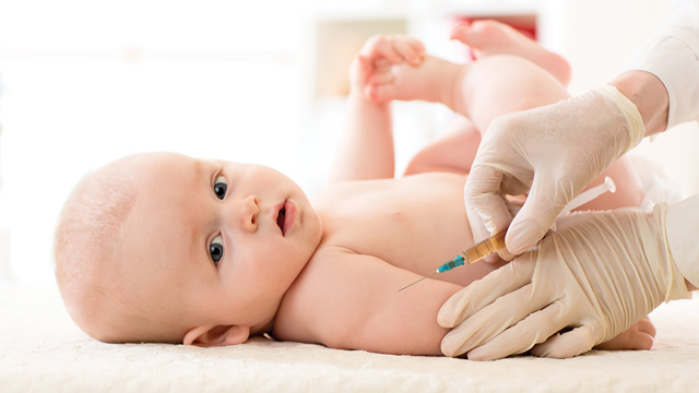 Infant about to receive a vaccinations