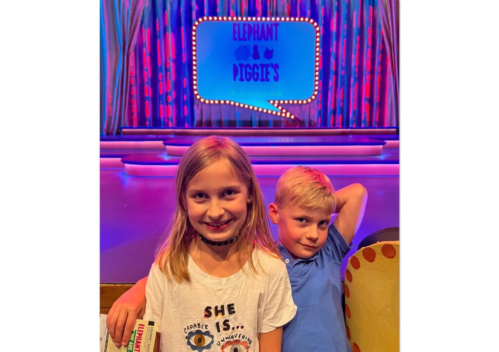 Two kids ready to enjoy “Elephant & Piggie: We Are in a Play” at Virginia Rep Center. Photo by Jay Paul.