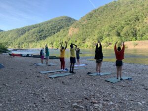 James River Leadership Expeditions, teens doing yoga