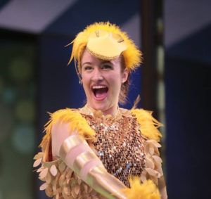 The dazzling and perky Golden Goose named Goldie is played by Rachel Marrs.